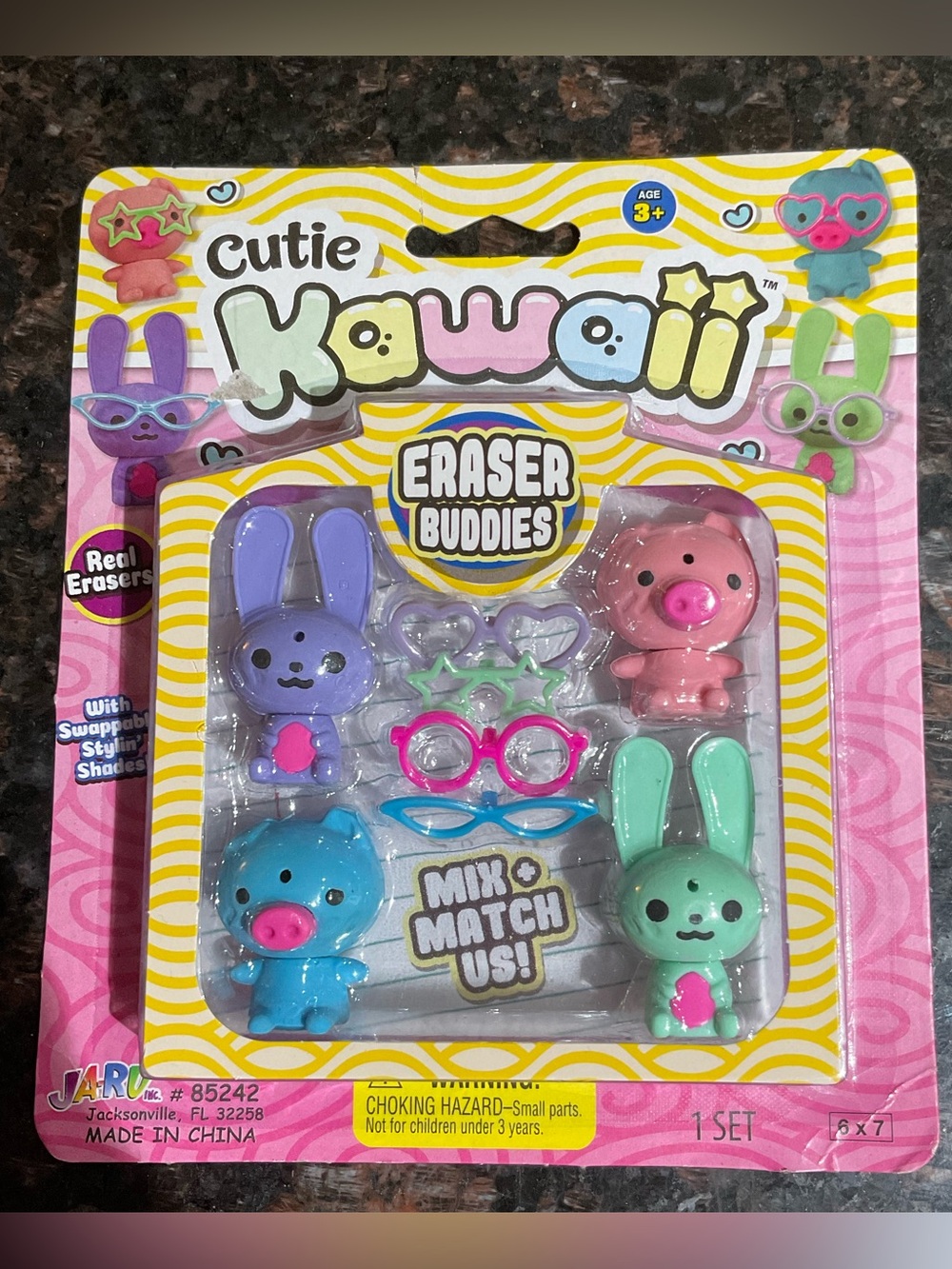 KAWAII - Kids' Eraser Buddies - Pastel Pink, Purple, Blue, Mint